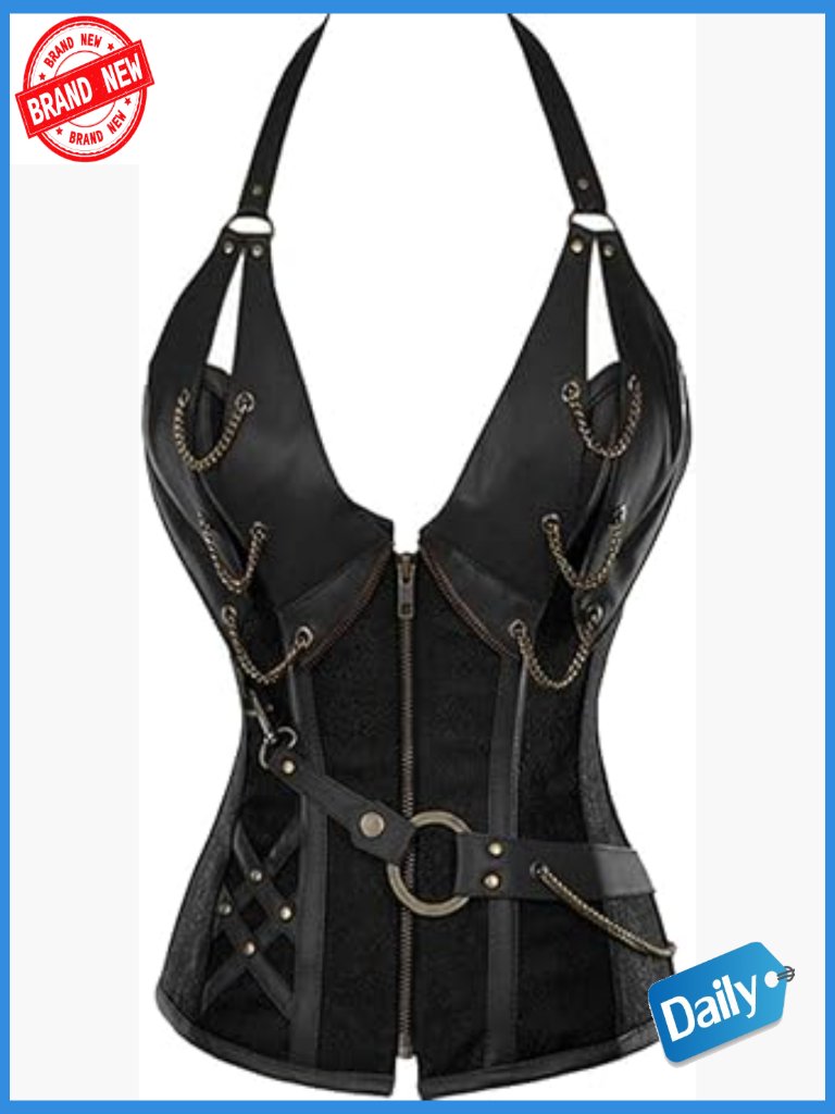 Steel Boned Goth Steampunk Corset - Halter Waist Training